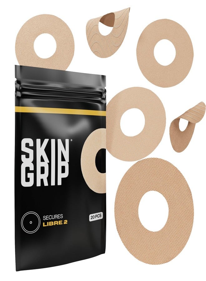 Skin Grip Freestyle Libre 2 & Lingo Sensors Cover – Compatible with Infusion Sets, Waterproof Adhesive Tape, Covers w/Cutout (Not for Libre3), Lasts 10-15 Days, CGM Sensor Patches, Tan - Image 1